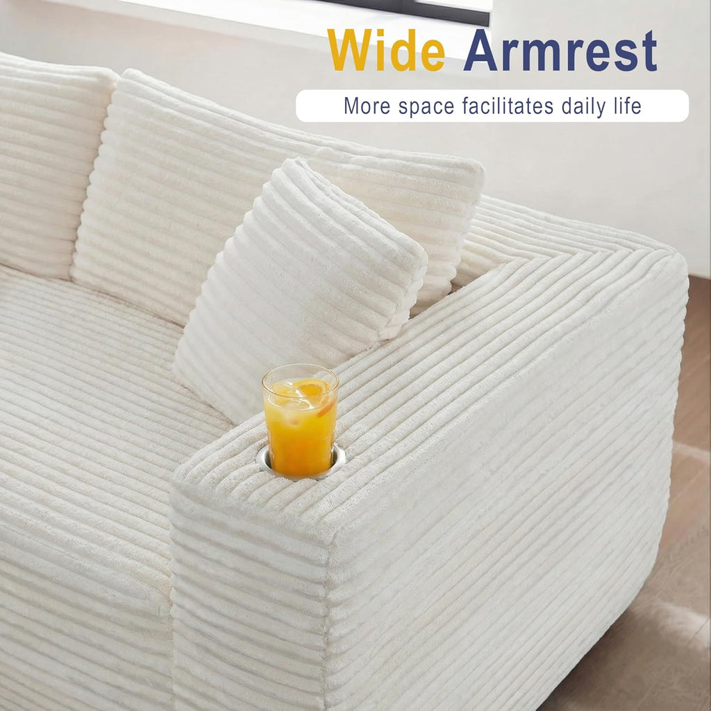 Boneless Couches for Living Room,Modular Sectional Sofa with 2 Cup Holders,Memory Foam Cloud Couch with L Shaped