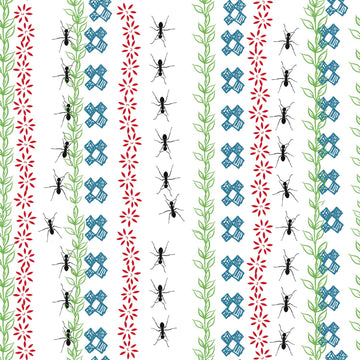 Maries Collection Fabric, Picnic Ant Stripe, 44 Inches