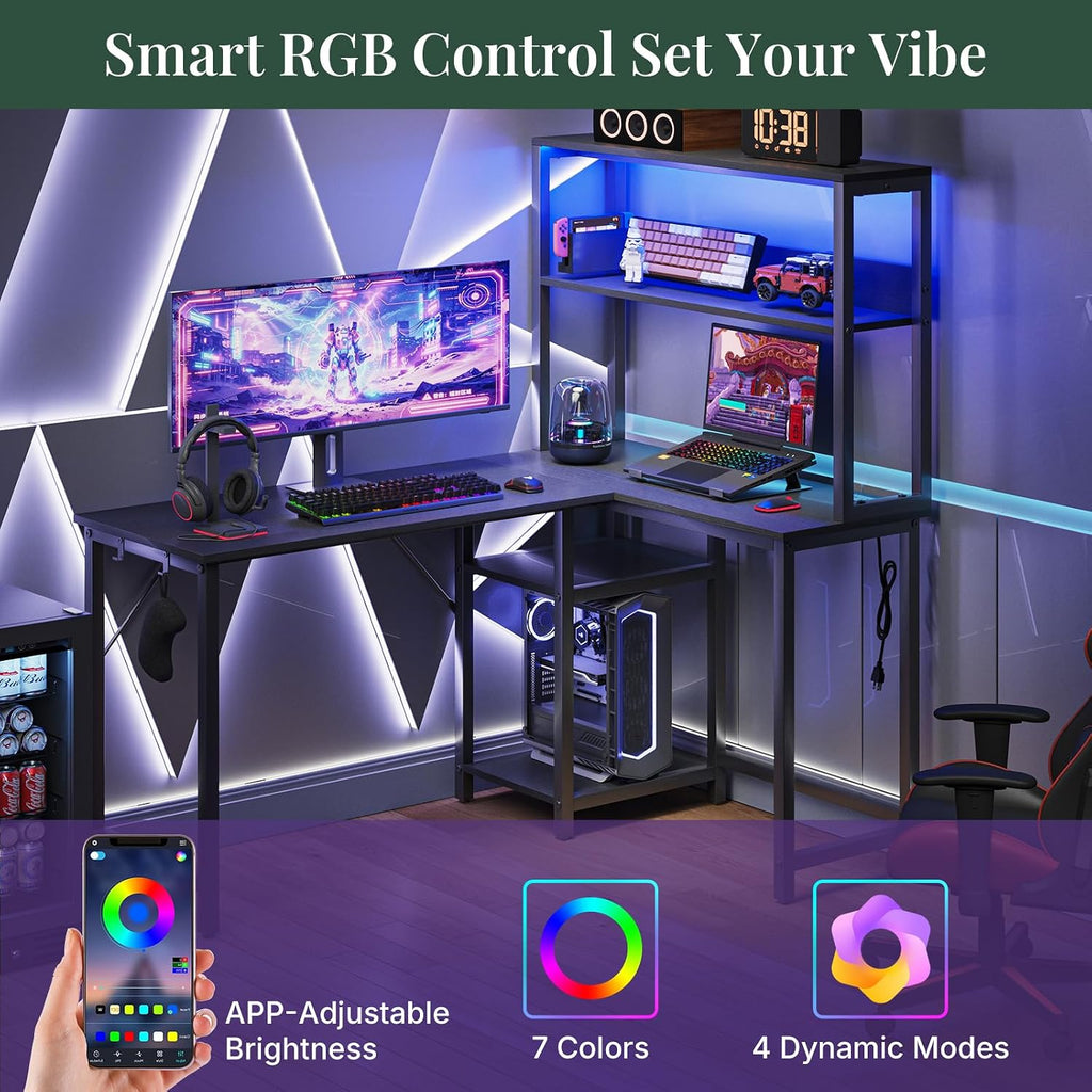 53" L Shaped Gaming Desk Reversible Corner Desk