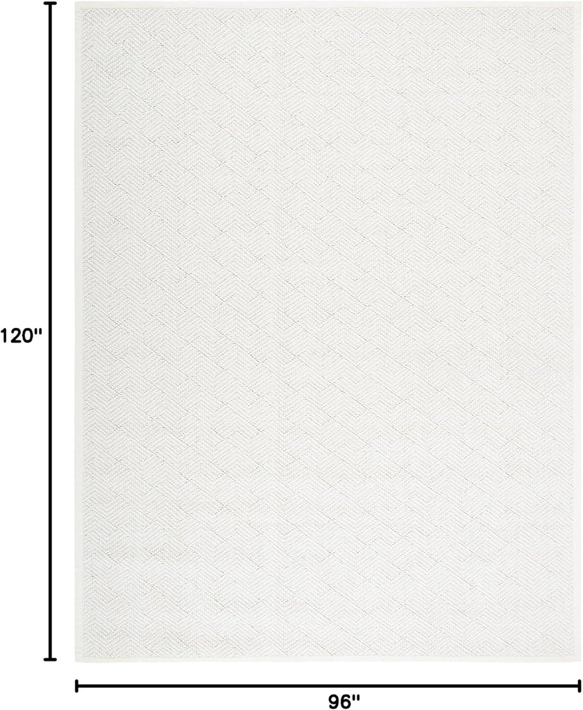 Area Rug 8x10 - Natural Fiber Collection - Large - Ivory, Handmade Wool & Jute, Ideal, Dining Space (NF487A)