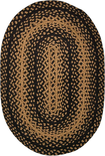 IHF Home Decor Ebony Design Braided Area Rug 20" x 30" Oval Accent Floor Carpet Jute Material