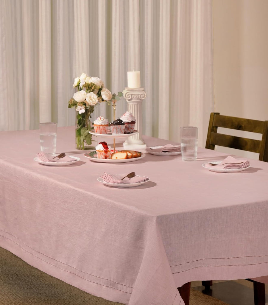 Premium 100% Pure Linen Tablecloth 70"x120" Rectangle, Double Hemstitched Table Cover for Dinner, Pa