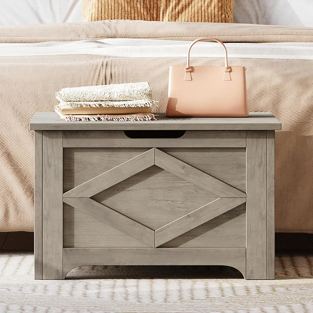 23.6 in Storage Chest, Wooden Storage Bench with Safety Hinge, Easy Assembly, Large Shoe Bench