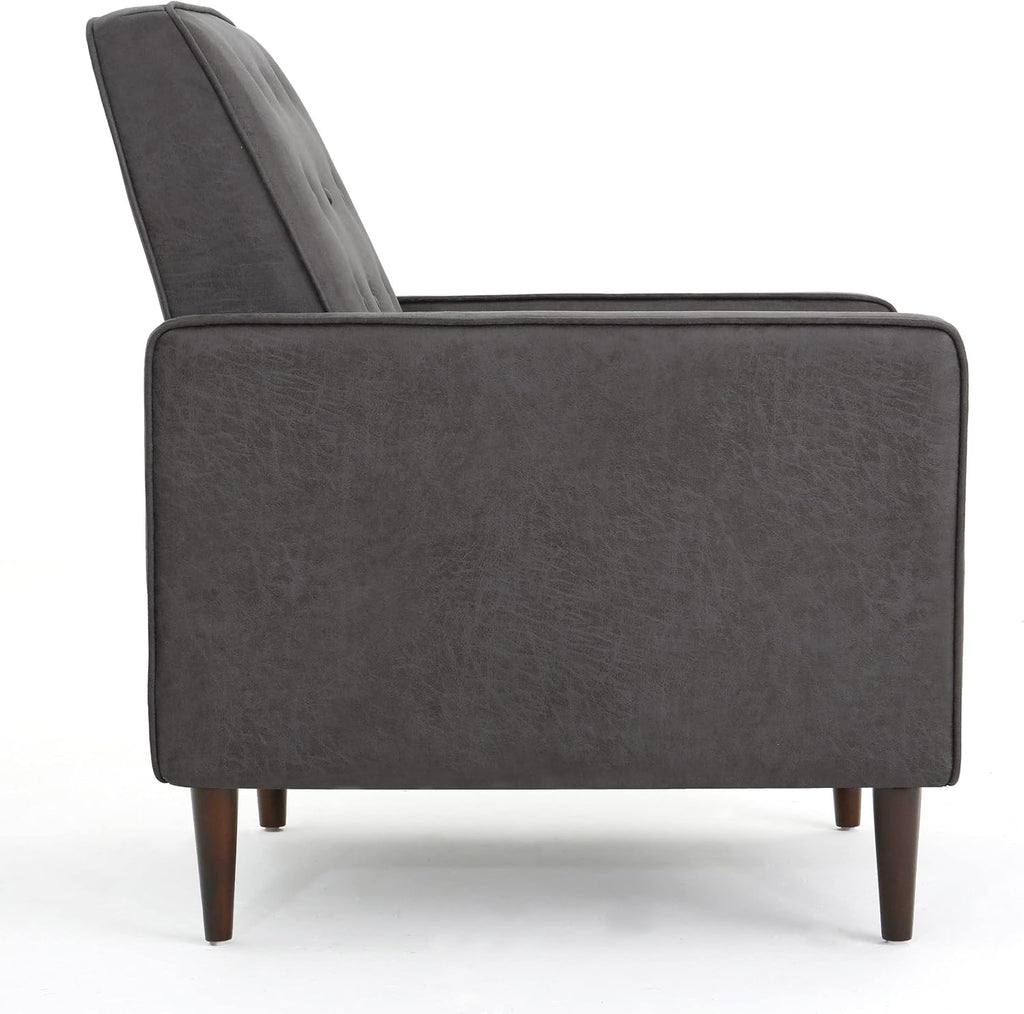 Mervynn Mid-Century Modern Microfiber Recliner, Slate / Dark Espresso