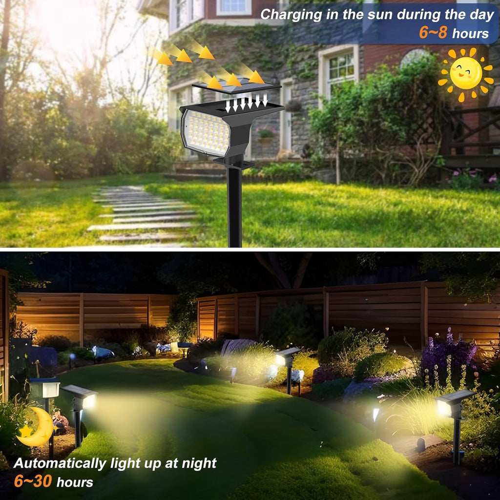 Solar Spot Lights Outdoor Waterproof 12 Pack Spotlights Warm White | 46 LED Landscape Spotlight, 3 Modes Auto On/Off