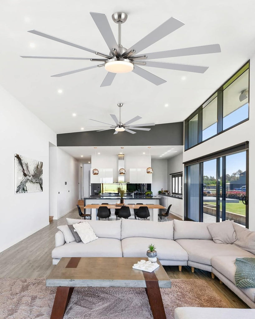 72 Inch Ceiling Fans with Lights,Large Modern Ceiling fan with Remote and 9 Wooden Blades,Dimmable,6 Speeds