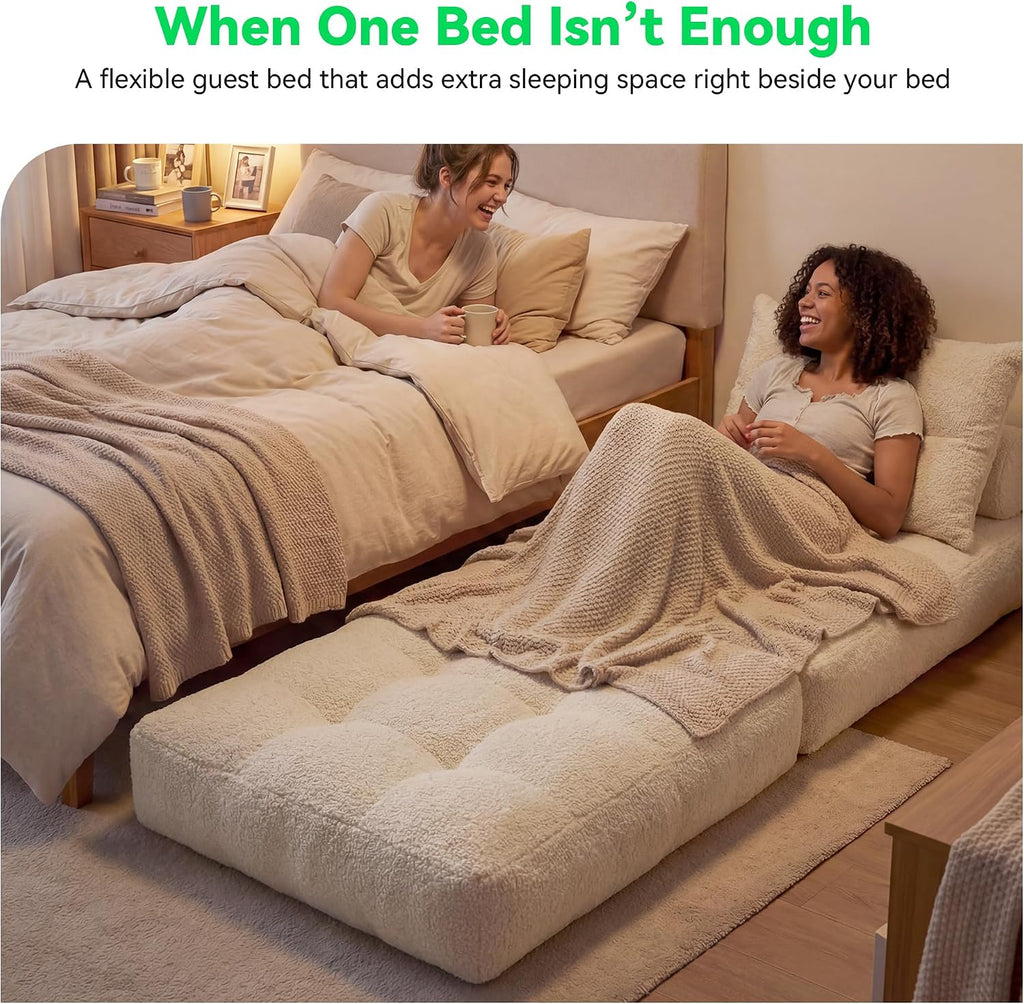 Folding Sofa Bed, 3-in-1 Convertible Sleeper Chair Bed, Fold Out Floor Futon Chair with Pillow, Single Couch for
