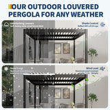 10X12 FT Pergola with Independent Adjustable Rainproof Roof