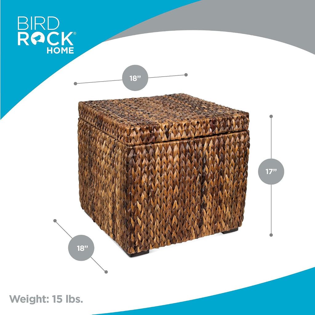 Woven Storage Cube - Abaca Seagrass Decorative Ottoman - Living Room Side Table - Store Blankets Pillows Magazines