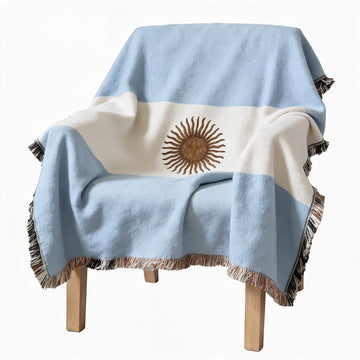 Argentina Flag Blanket - Gift Tapestry Throw Woven from Cotton - Made in The USA (69x48)