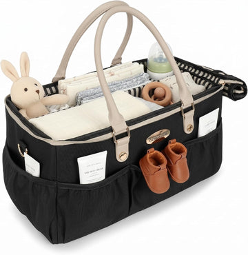 Luxe Diaper Caddy Organizer, Extra Large Collapsible Nursery Storage Tote for Baby Essentials & Travel