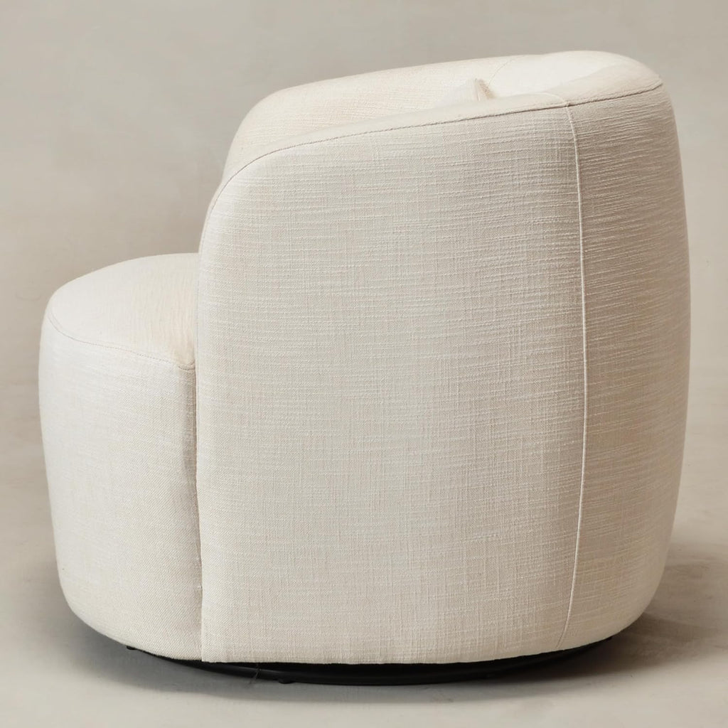 Modern Swivel Lounge Chair and Ottoman — Ivory Linen