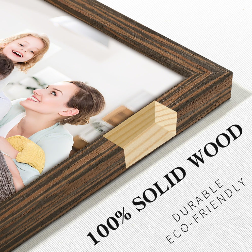 8x10 Picture Frames Solid Wood 4x6 Photo Frame with Mat Ebony 2 Pack