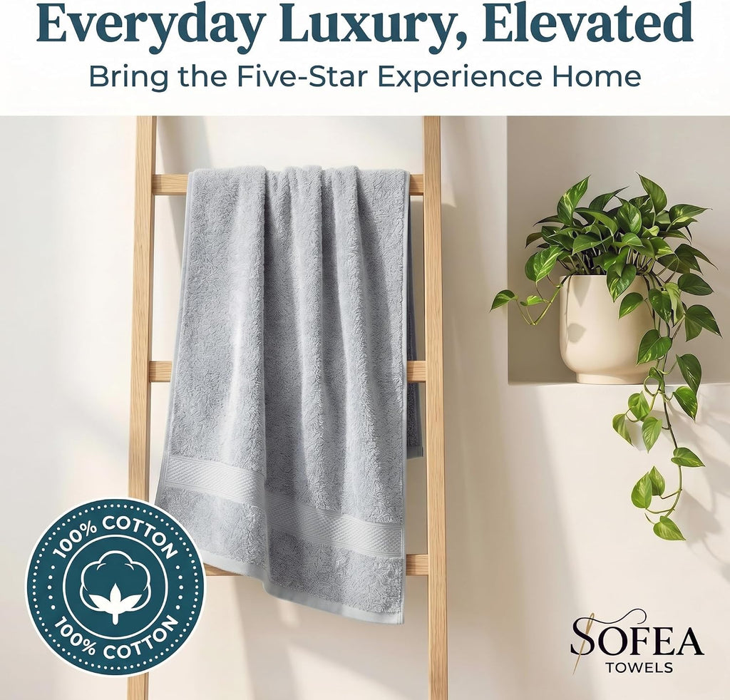 Bath Sheet Towels 2 Pack Oversized, (35 x 70 Inches) 100% Cotton Jumbo Bathroom Towels, Extra Large Soft Absorbent