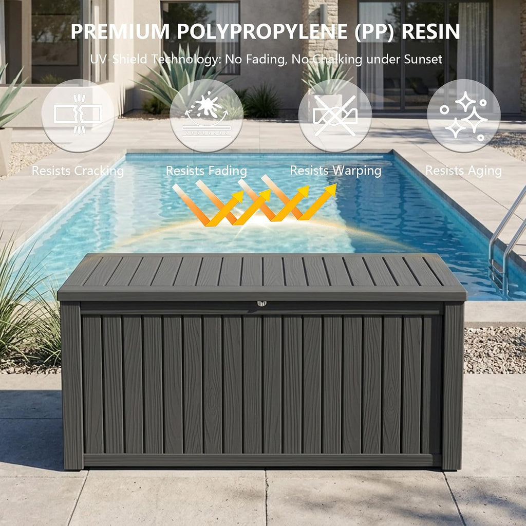Outdoor Storage Box, 200 Gallon Waterproof Deck Box [Upgraded 3.0], Premium Hydraulic Cushion Storage Chest