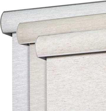 Natural Woven Roller Shades for Indoor Windows, Cordless Blackout Blinds with Curved Valance, Thermal Insulated UV