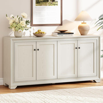 60" Buffet Cabinet with Storage, 4 Doors Sideboard Buffet Cabinet with Adjustable Shelves