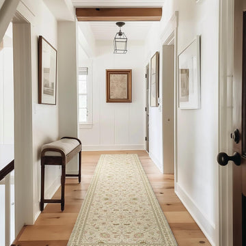 Hallyway Area Runner Rugs, Boho Floral Faux Wool Indoor Outdoor Rugs, Washable Rugs Dining Room Living Room
