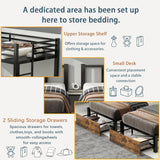 Triple Bunk Bed for Kids,Detachable TwinXL Over Twin Over Twin Metal Bunk Bed with Guardrails,Ladder &