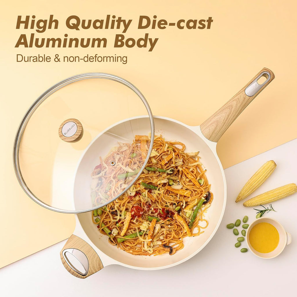 Ceramic Cookware Sets, Pots and Pans Set Non stick, 14 Piece Induction Cookware, Non toxic Healthy Non Stick Kitchen