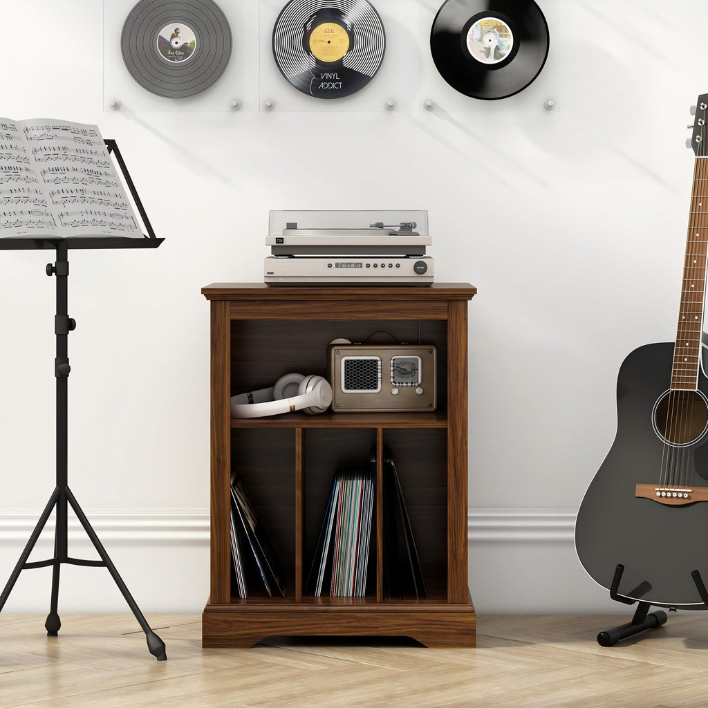 Large Farmhouse Record Player Stand, 31.5" Turntable Stand, Brown