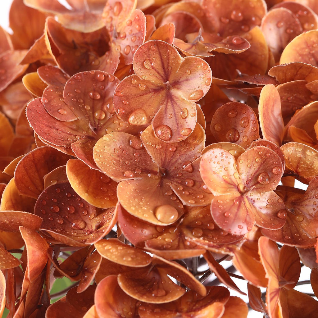 3pcs Lifelike Real Touch Hydrangea Artificial, Fall Orange