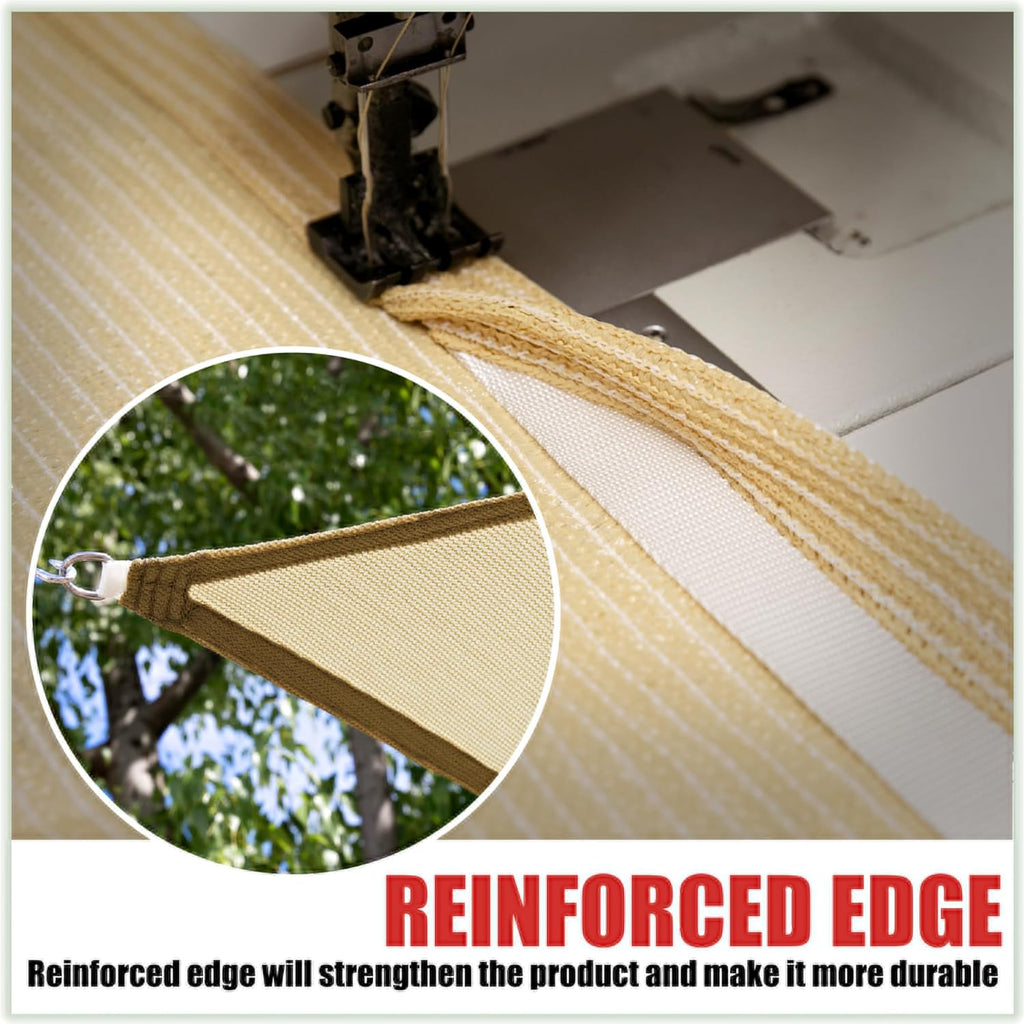 20' x 20' x 28.3' Beige Right Triangle CTAPRT20 Sun Shade Sail Canopy Mesh Fabric UV Block UPF50 - Commercial Heavy