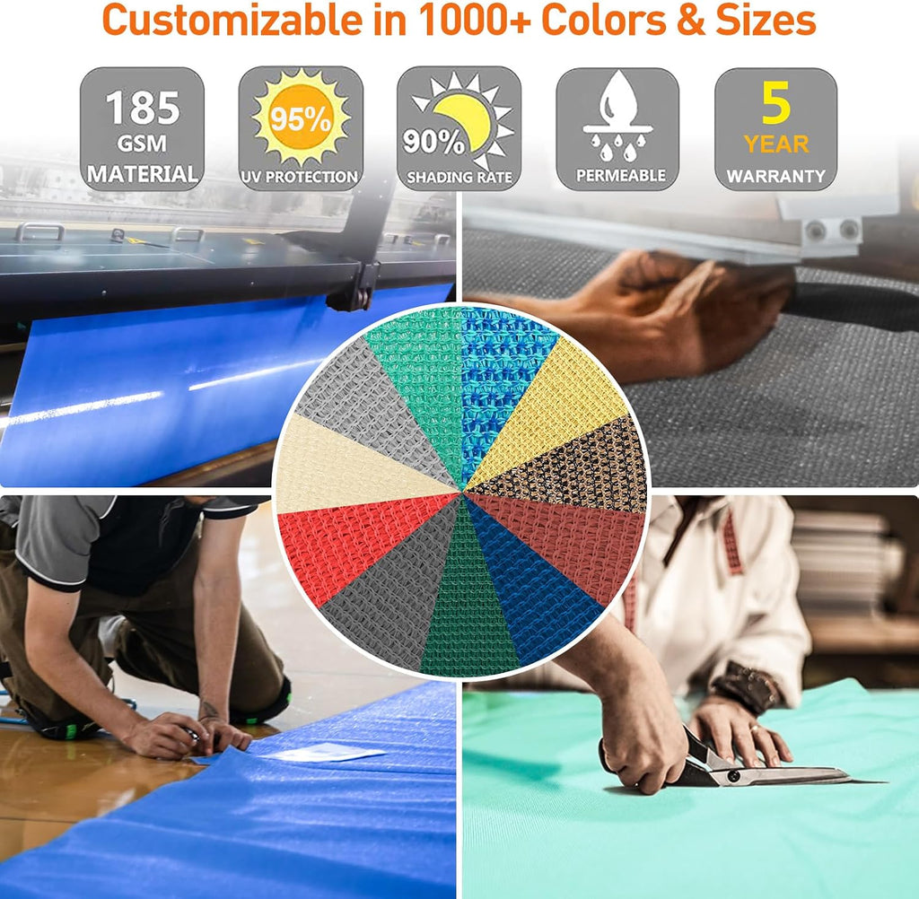Shade Sail 14'X14' Rectangle Blue Breathable UV Block Outdoor Canopy for Backyard Patio Pergola Garden Deck(We Make