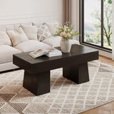 Farmhouse Coffee Table, 47 Inches Wooden Rectangular Accent Center Tables with Thick Base