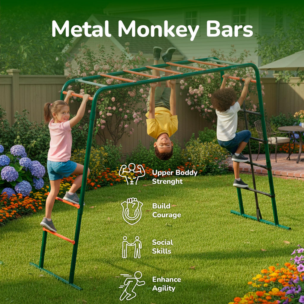 Metal Monkey Bars Climbing Frame, Playground Sets for Backyards, Gymnastics Equipment for Kids, Outdoor Playset