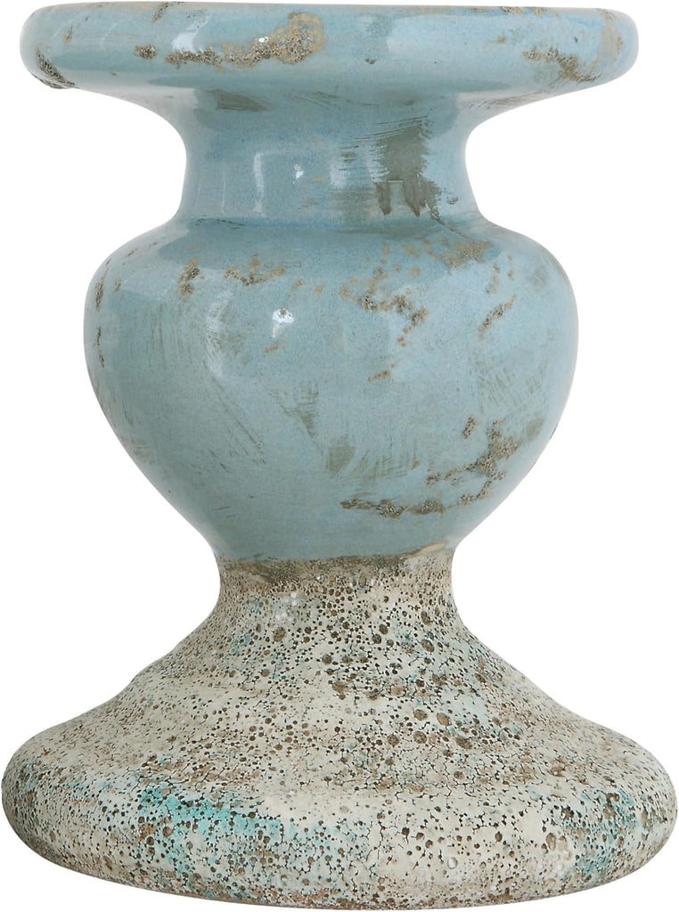 Co-Op Large Distressed Blue Terracotta Pillar Candle Holder