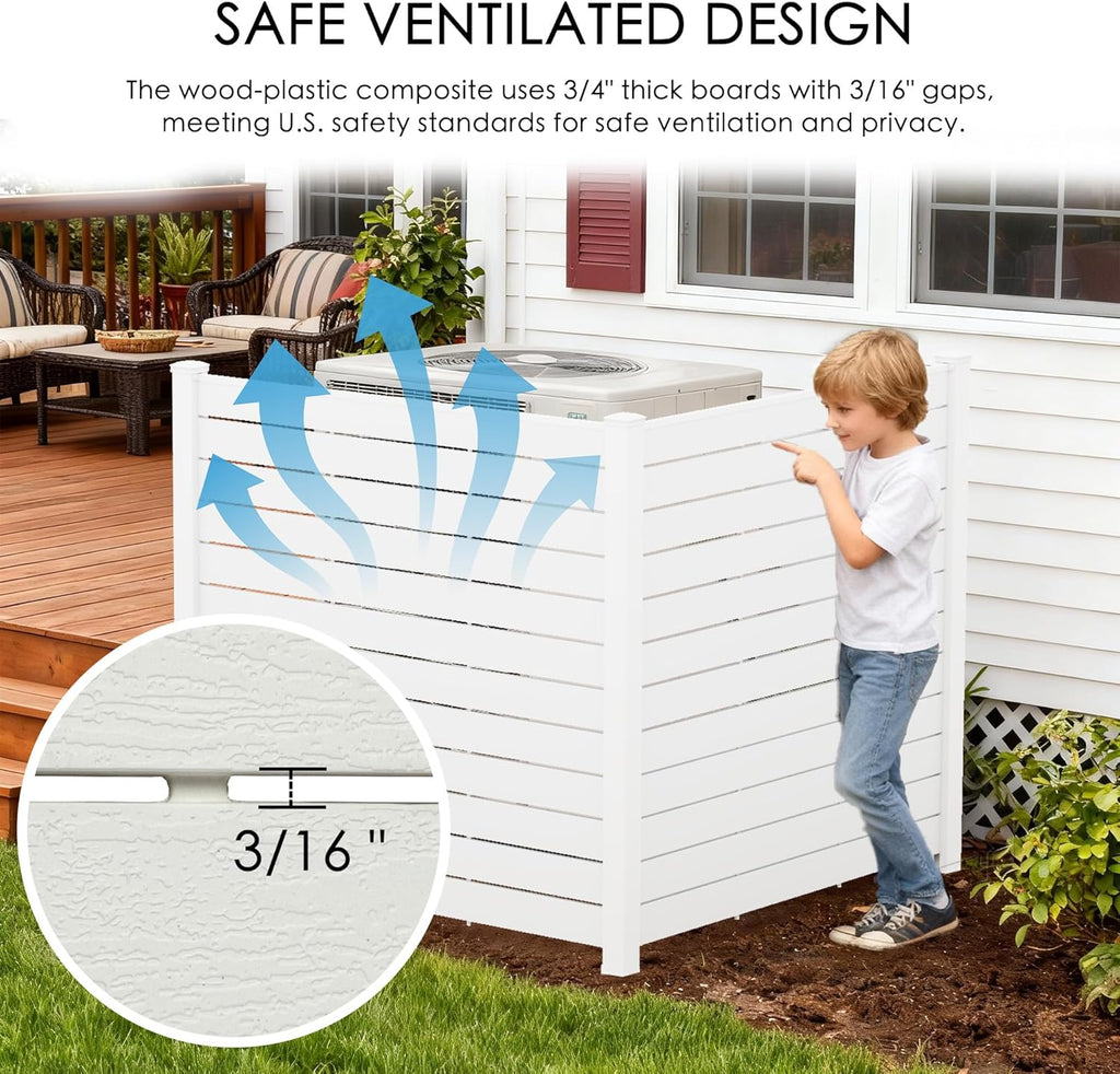 50" W x 48" H Outdoor Privacy Screen with Aluminum Posts, Air Conditioner Fence Panels, Pool Equipment Enclosure