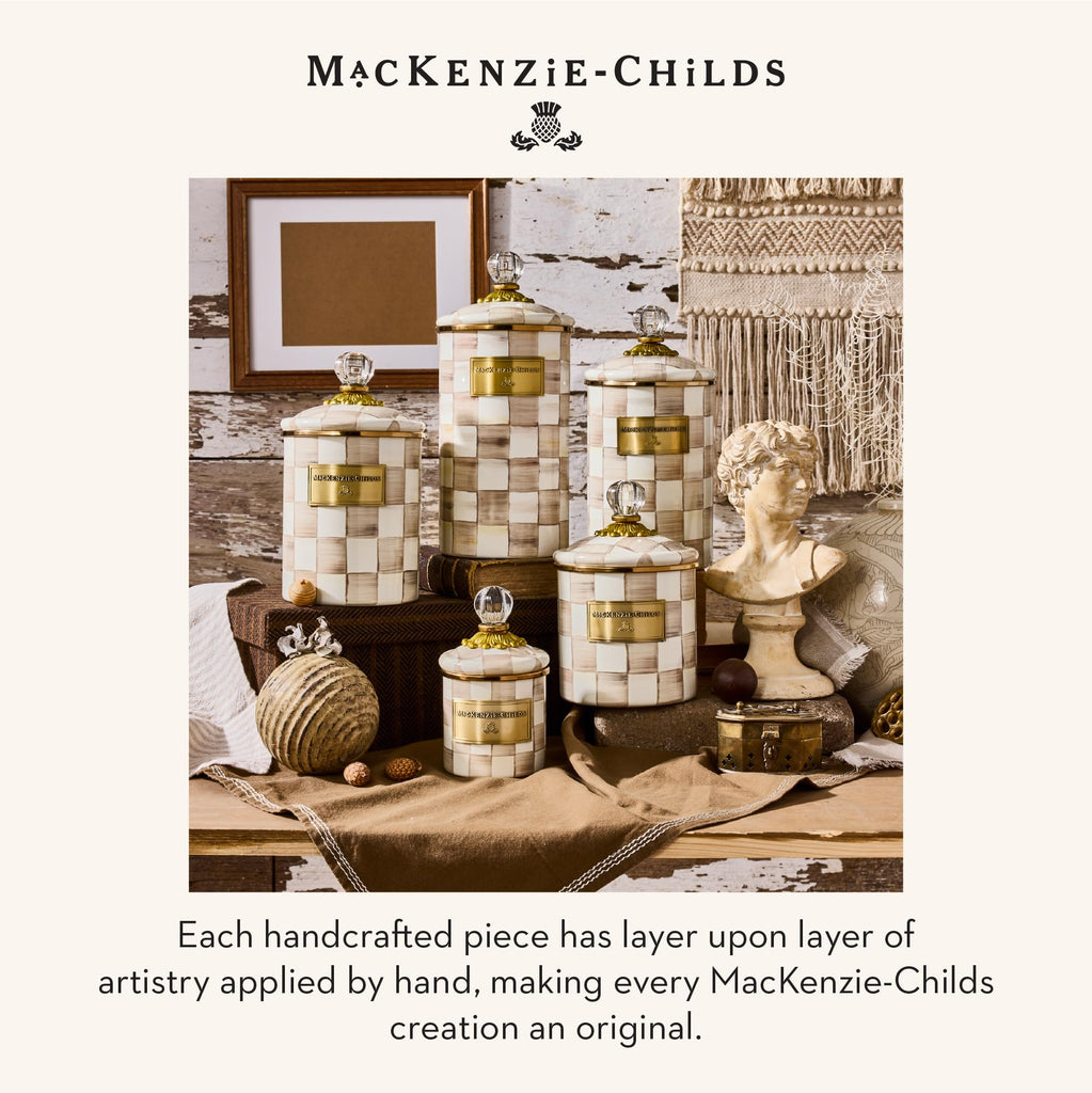 Enamel Canister, Medium, Brown-and-White Mocha Check