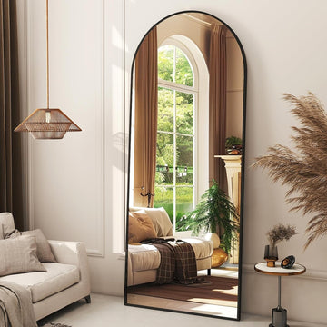 56"x21" Arched Full Length Mirror Floor Mirrors with Aluminum Alloy Frame Free-Standing Wall Mounted Floor Mirrors or