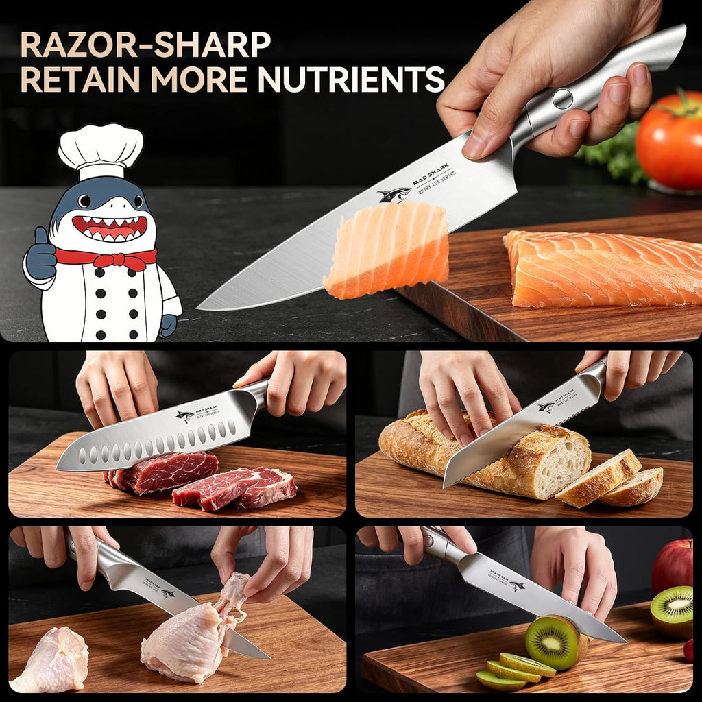 Kitchen Knife Set,5PCS High Carbon Stainless Steel Chef Knife Set | Ultra Sharp Blades, Ergonomic Non-Slip Grip