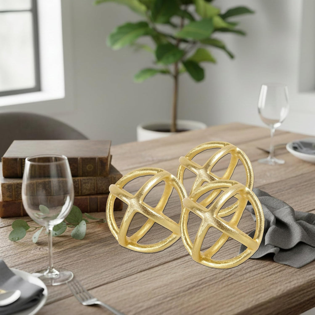 Decorative Sphere Decor - Modern Decorative Balls - Table Decorative Orbs for Centerpiece (Gold)