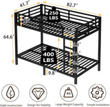Metal Twin XL Over Twin XL Bunk Bed for Adults/Kids,Heavy Duty Adults Bunk Beds with Guardrail & Ladders,Twin XL Size
