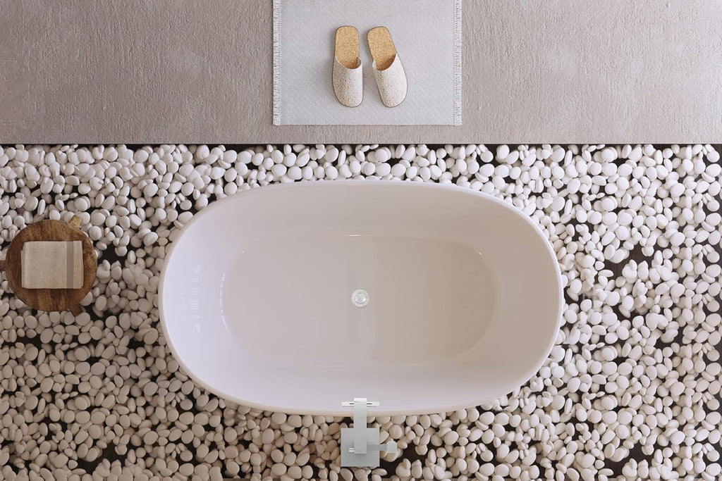 Daphne 54 Inch Soaking Roll Top Bathtub, Modern Style, Glossy White