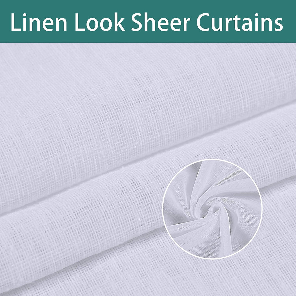 Burlap Linen Look Outdoor Curtains 2 Panels | Waterproof Tab Top Sheer Curtains for Pergola, Porch, Cabana, Gazebo