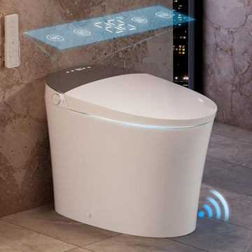 Smart One-Piece Toilet with Built-In Bidet, Powerful Dual Flush, ADA Comfort Height, Auto Open and Close Lid, Heated Seat, Night Light
