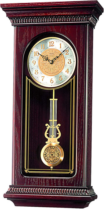 Mahogany Wall Clock with Pendulum and Chime