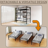 Twin Triple Bunk Bed for 3, bunk Bed for 3 Person, 3 bunk beds for Kids/Adults/Teenagers, Black Split into 3beds