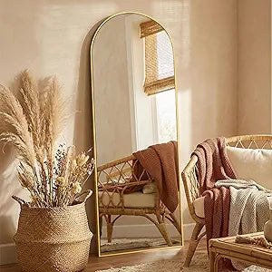 Mirror Full Length, 71 x 26 Inches Floor Mirror with Stand, Xx-Large Arch Gold Mirrors, Dressing Room, Home Decor, Gold