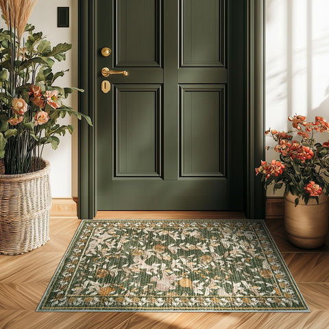 Eden Floral Area Rug 2x3 Entryway Vintage Washable Indoor Doormat Accent Rug Lightweight Soft Small 