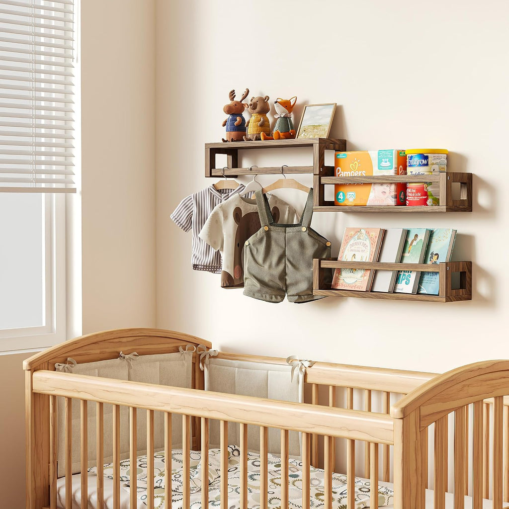 Upgraded Thick Floating Shelves, Solid Wood Bookshelf for Wall, Floating Book Shelves Use as Wall Shelves , Books