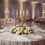 Candelabras Centerpieces for Tables, 20" Tall Candlestick Holder for Taper Candles, 5 Arm Crystal Candelabra Candle