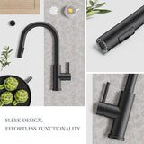 Kitchen Faucets with Pull Down Sprayer, Black Classic Single Handle Stainless Steel High Arc Faucet for Kitchen Sink