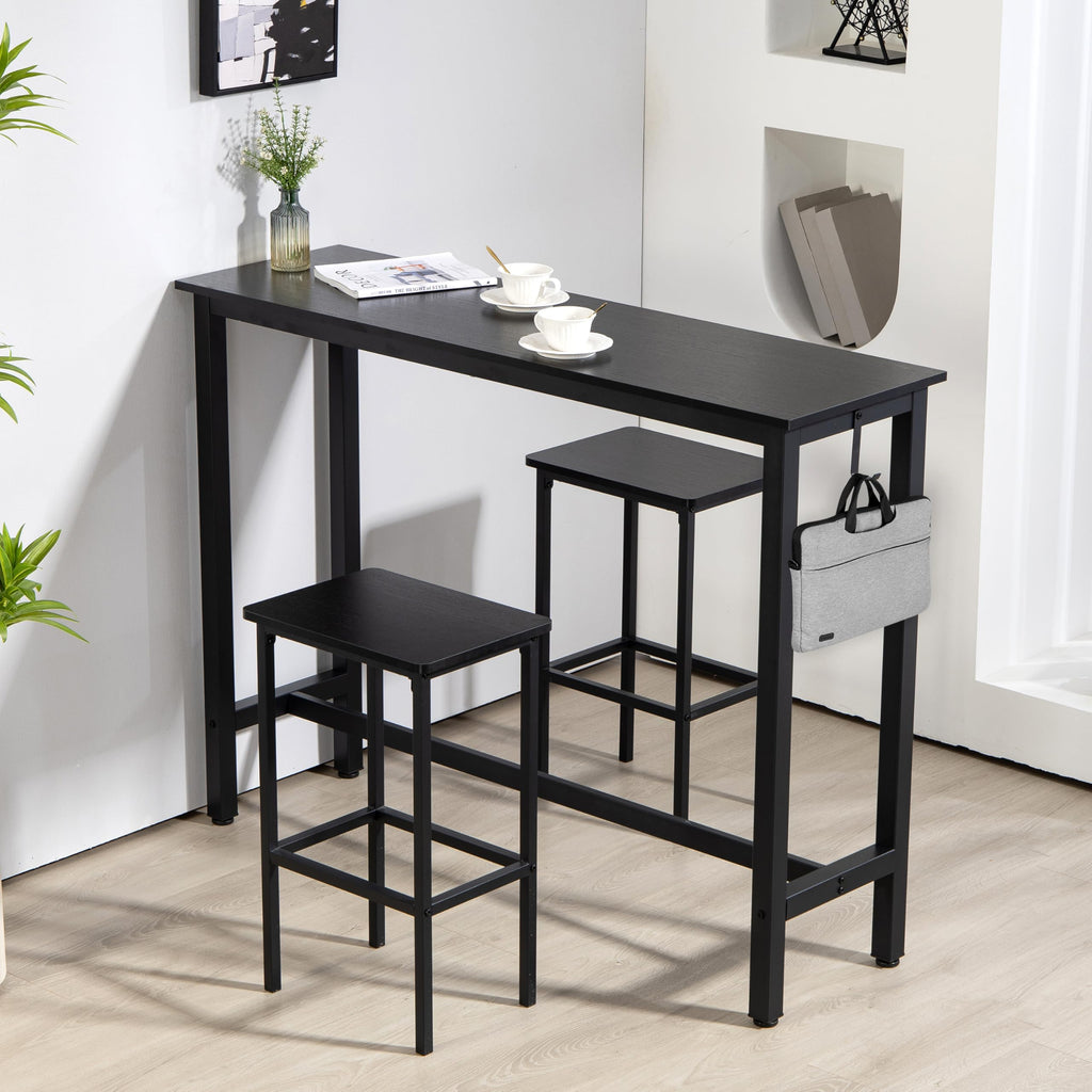 52.7" Industrial Bar Table Set with 2 Stools - Counter Height Dining & Pub Table for Small Spaces, Kitchen