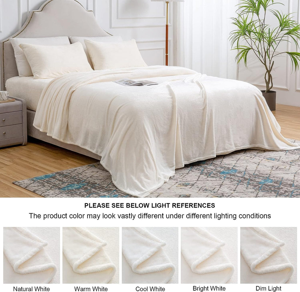 Flannel Sheets Queen Size, White, 4 Pieces