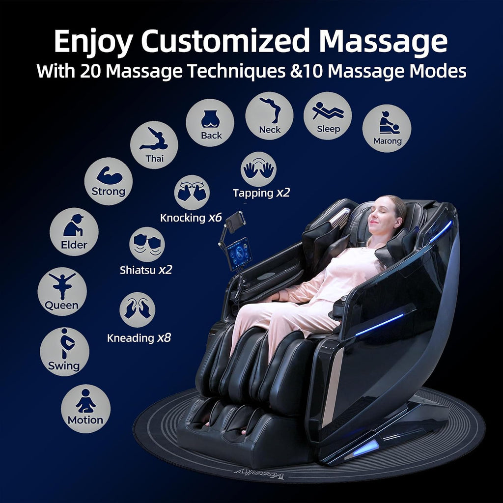 4D Massage Chair Full Body Extended SL-Track Zero Gravity Shiatsu Recliner | 3 Zero-Gravity Angles,3-Zone Heat,Calf &